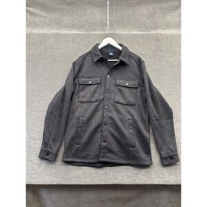 George Knit Shacket Mens Medium Gray Fleece Lined Snap Up Outdoor Winter Wear